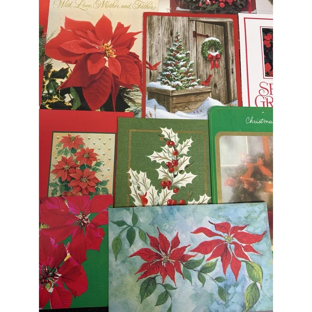 Vintage Christmas Cards Fronts ONLY Greenery Trees Wreaths Scrapbook Crafts 50+